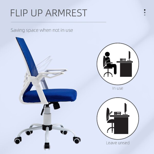 Icon Space Sedia Ergonomica con Ruote e Braccioli in Tessuto Mesh colore Blu/Bianco