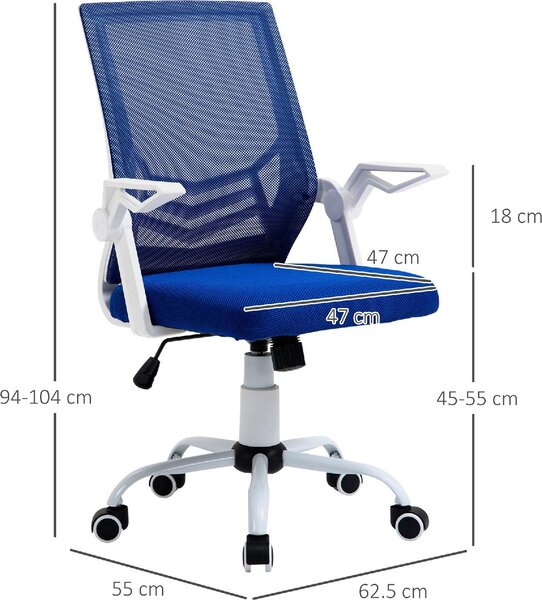 Icon Space Sedia Ergonomica con Ruote e Braccioli in Tessuto Mesh colore Blu/Bianco