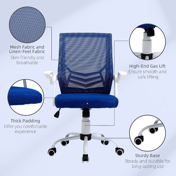 Icon Space Sedia Ergonomica con Ruote e Braccioli in Tessuto Mesh colore Blu/Bianco