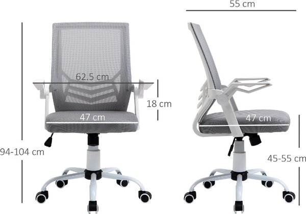 Icon Space Sedia Ergonomica con Ruote e Braccioli in Tessuto Mesh colore Grigio