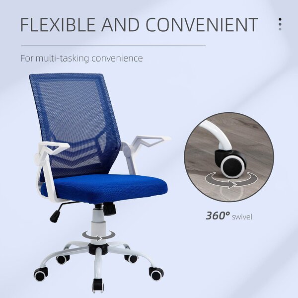 Icon Space Sedia Ergonomica con Ruote e Braccioli in Tessuto Mesh colore Blu/Bianco