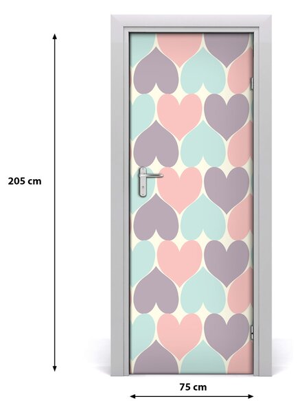 Adesivo per porta interna Cuori colorati 75x205 cm