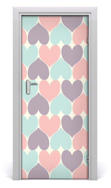 Adesivo per porta interna Cuori colorati 75x205 cm