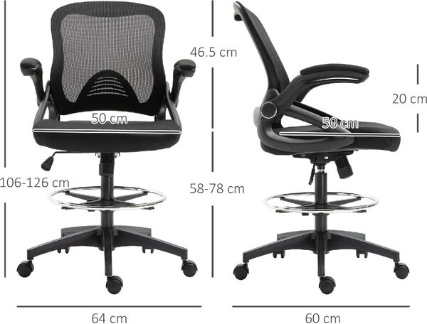 Icon Space Sedia Ergonomica con Ruote e Braccioli in Tessuto Mesh colore Nero