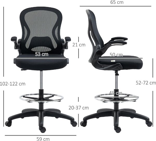 Icon Space Sedia Ergonomica con Ruote e Braccioli in Tessuto Mesh colore Nero