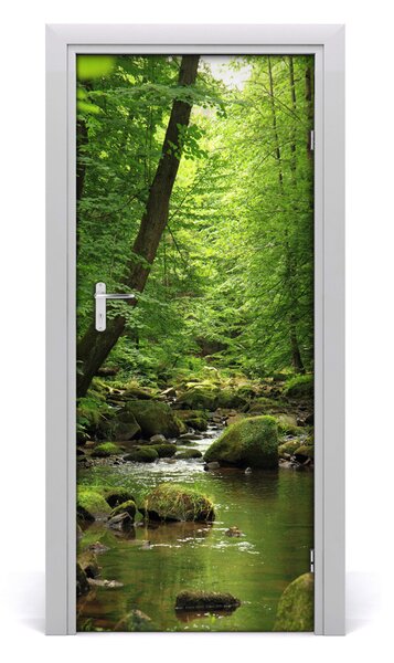 Adesivo per porta interna Fiume nella foresta 75x205 cm