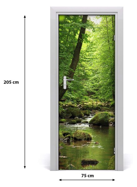 Adesivo per porta interna Fiume nella foresta 75x205 cm