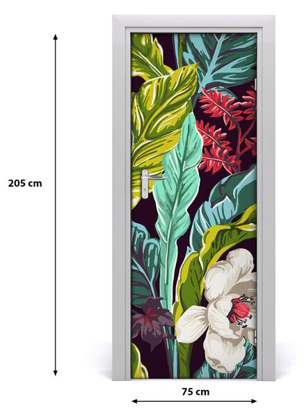 Sticker porta Fiori tropicali 75x205 cm