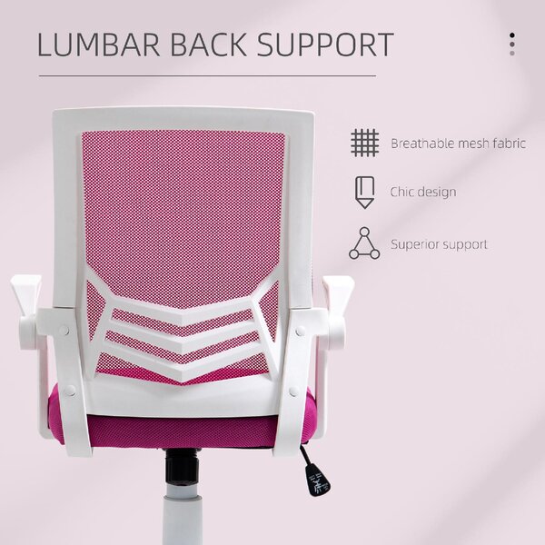 Icon Space Sedia Ergonomica con Ruote e Braccioli in Tessuto Mesh colore Rosa/Bianco