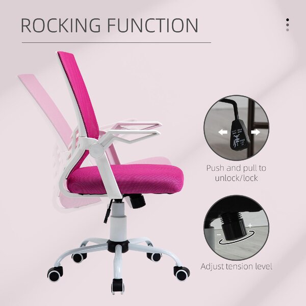 Icon Space Sedia Ergonomica con Ruote e Braccioli in Tessuto Mesh colore Rosa/Bianco