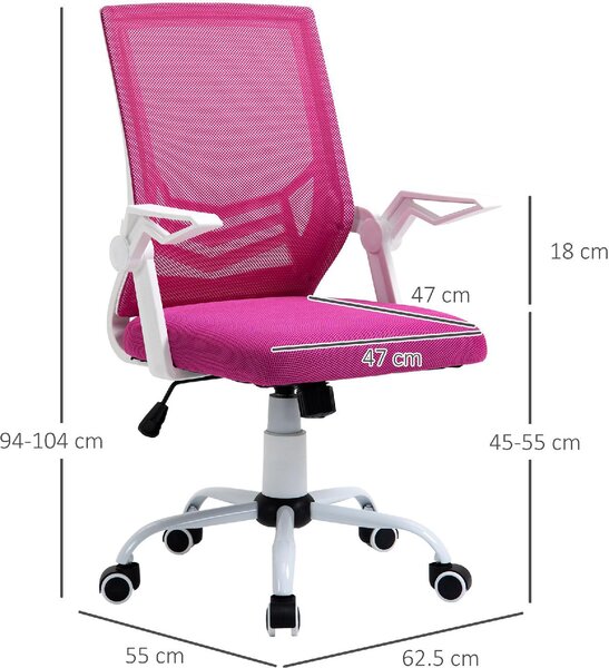 Icon Space Sedia Ergonomica con Ruote e Braccioli in Tessuto Mesh colore Rosa/Bianco