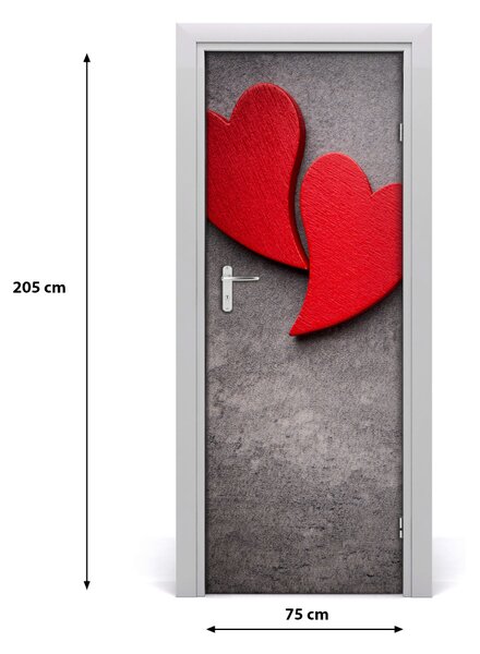 Adesivo per porta interna Cuori rossi 75x205 cm