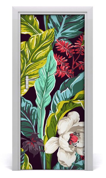 Sticker porta Fiori tropicali 75x205 cm