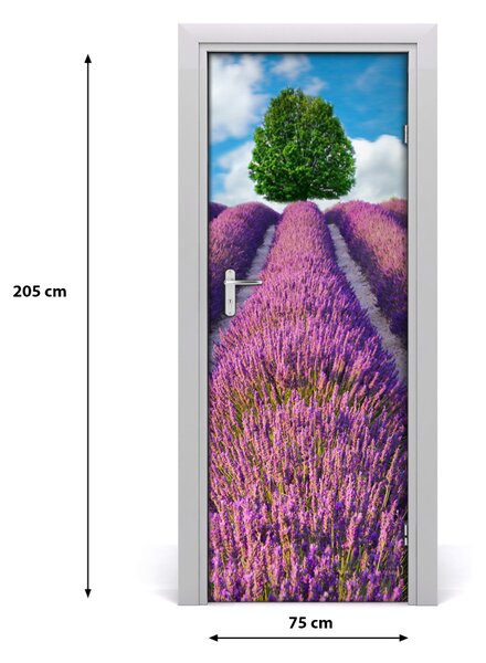 Adesivo per porta Campo di lavanda 75x205 cm
