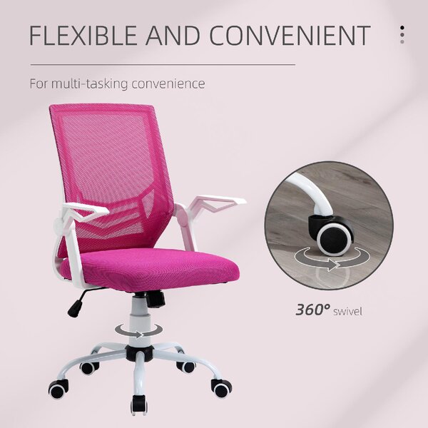 Icon Space Sedia Ergonomica con Ruote e Braccioli in Tessuto Mesh colore Rosa/Bianco