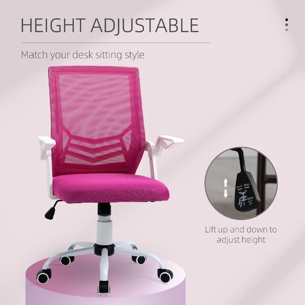 Icon Space Sedia Ergonomica con Ruote e Braccioli in Tessuto Mesh colore Rosa/Bianco