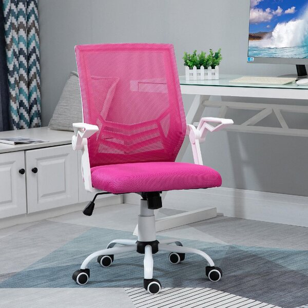 Icon Space Sedia Ergonomica con Ruote e Braccioli in Tessuto Mesh colore Rosa/Bianco