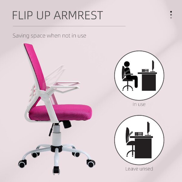Icon Space Sedia Ergonomica con Ruote e Braccioli in Tessuto Mesh colore Rosa/Bianco