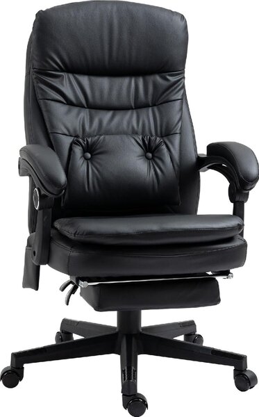DecHome Sedia Ergonomica con Ruote e Braccioli Reclinabile con Poggiapiedi e Poggiatesta in Ecopelle colore Nero