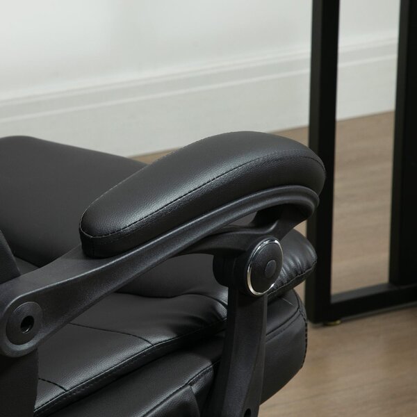 DecHome Sedia Ergonomica con Ruote e Braccioli Reclinabile con Poggiapiedi e Poggiatesta in Ecopelle colore Nero