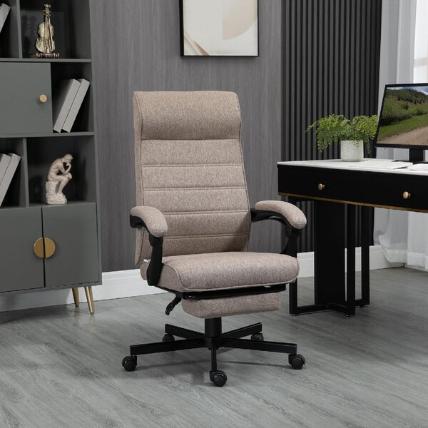 DecHome Sedia Ergonomica con Ruote e Braccioli Reclinabile con Poggiapiedi e Poggiatesta in Tessuto colore Marrone