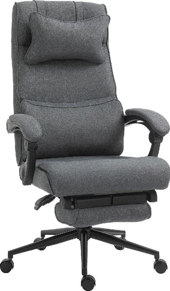 DecHome Sedia Ergonomica con Ruote e Braccioli Reclinabile con Poggiapiedi e Poggiatesta in Tessuto colore Grigio Scuro