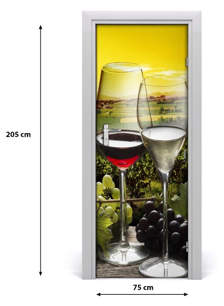 Adesivo per porta interna Vino e uva 75x205 cm