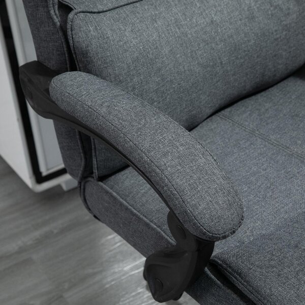 DecHome Sedia Ergonomica con Ruote e Braccioli Reclinabile con Poggiapiedi e Poggiatesta in Tessuto colore Grigio Scuro