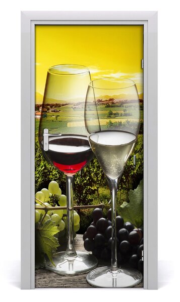 Adesivo per porta interna Vino e uva 75x205 cm