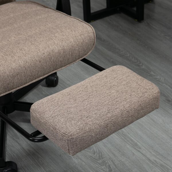 DecHome Sedia Ergonomica con Ruote e Braccioli Reclinabile con Poggiapiedi e Poggiatesta in Tessuto colore Marrone