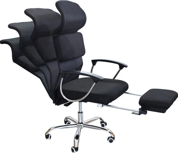 DecHome Sedia Ergonomica con Ruote e Braccioli Reclinabile con Poggiapiedi e Poggiatesta in Tessuto Mesh colore Nero