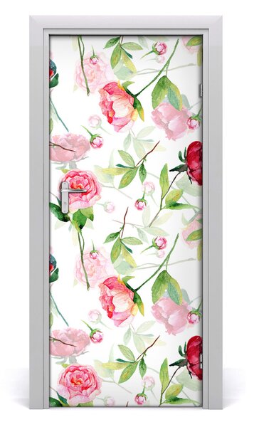 Adesivo per porta Rose e peonie 75x205 cm