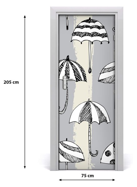 Adesivo per porta Gli ombrelli 75x205 cm