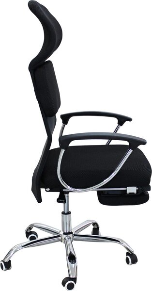 DecHome Sedia Ergonomica con Ruote e Braccioli Reclinabile con Poggiapiedi e Poggiatesta in Tessuto Mesh colore Nero