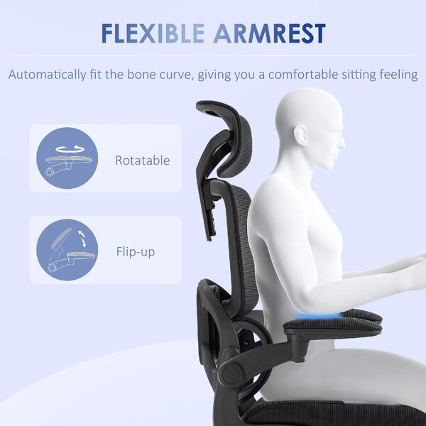 DecHome Sedia Ergonomica Ufficio Sedia da Scrivania Poltrona Direzionale con Rotelle e Braccioli Reclinabile, Girevole e Regolabile in Altezza colo