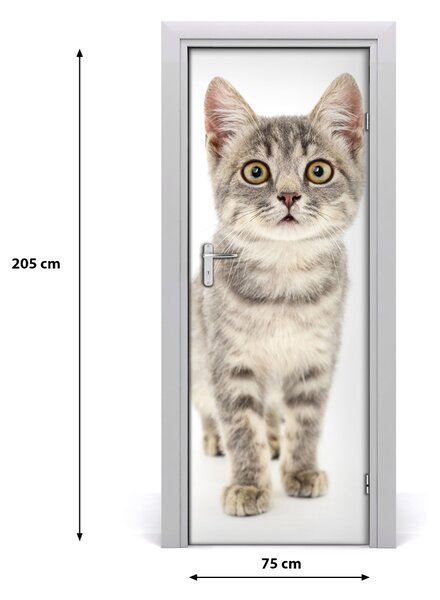 Adesivo per porta interna Gatto grigio 75x205 cm
