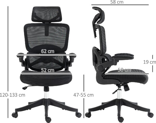 DecHome Sedia Ergonomica Ufficio Sedia da Scrivania Poltrona Direzionale con Rotelle e Braccioli Reclinabile, Girevole e Regolabile in Altezza colo