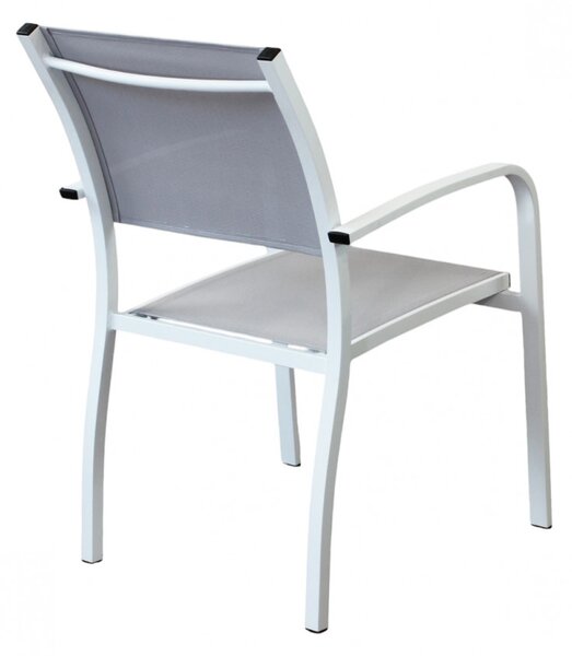 VivaGarden Sedia per Esterni Impilabile in Alluminio Dimensioni 56x65x87 cm colore Bianco - Savana
