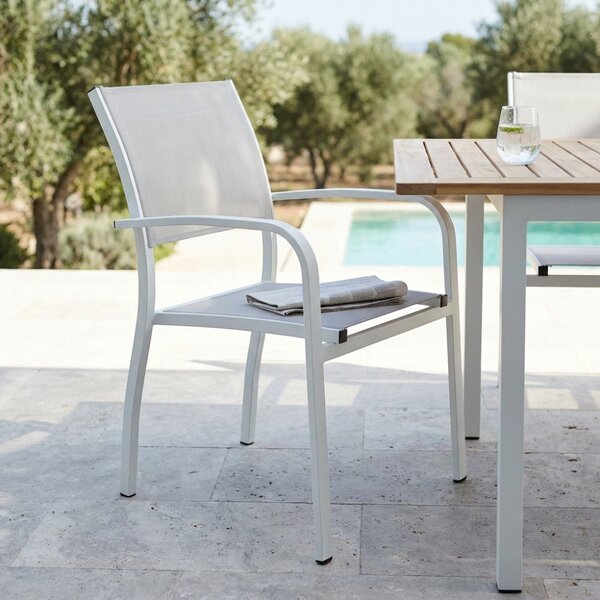 VivaGarden Sedia per Esterni Impilabile in Alluminio Dimensioni 56x65x87 cm colore Bianco - Savana