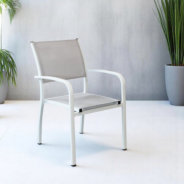 VivaGarden Sedia per Esterni Impilabile in Alluminio Dimensioni 56x65x87 cm colore Bianco - Savana