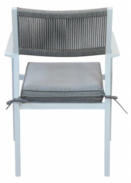 VivaGarden Sedia per Esterni Impilabile in Alluminio/Corda con Cuscino Dimensioni 55.5x62x83.5 cm colore Bianco/Beige - Marracash