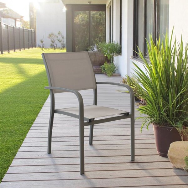 VivaGarden Sedia per Esterni Impilabile in Alluminio Dimensioni 56x65x87 cm colore Taupe - Savana