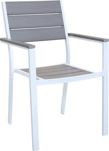 VivaGarden Sedia per Esterni Impilabile in Alluminio/Polywood Dimensioni 58x58x89 cm colore Bianco - Confucio