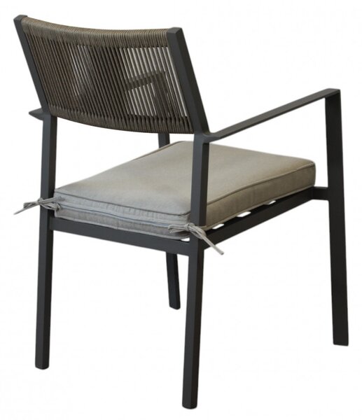 VivaGarden Sedia per Esterni Impilabile in Alluminio/Corda con Cuscino Dimensioni 55.5x62x83.5 cm colore Taupe/Beige - Marracash