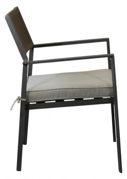 VivaGarden Sedia per Esterni Impilabile in Alluminio/Corda con Cuscino Dimensioni 55.5x62x83.5 cm colore Taupe/Beige - Marracash