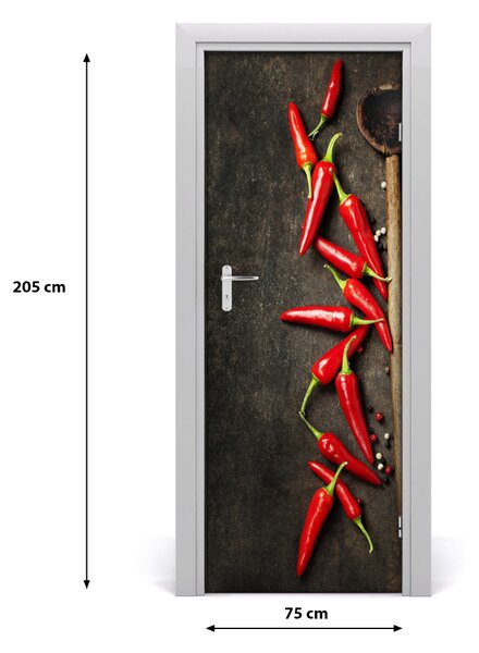 Adesivo per porta interna Peperoncini piccanti 75x205 cm