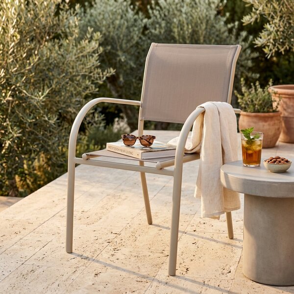 VivaGarden Sedia per Esterni Impilabile in Alluminio/Textilene Dimensioni 56x63x86 cm colore Tortora - Fairfield
