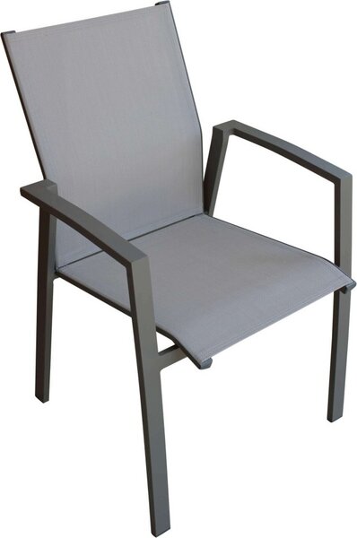 VivaGarden Sedia per Esterni Impilabile in Alluminio/Textilene Dimensioni 57x61x89 cm colore Taupe