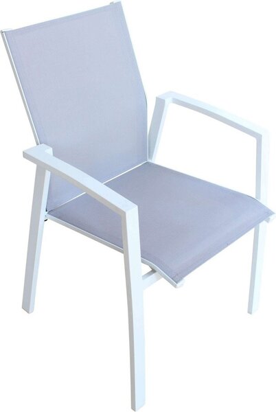 VivaGarden Sedia per Esterni Impilabile in Alluminio/Textilene Dimensioni 57x61x89 cm colore Bianco - Munster
