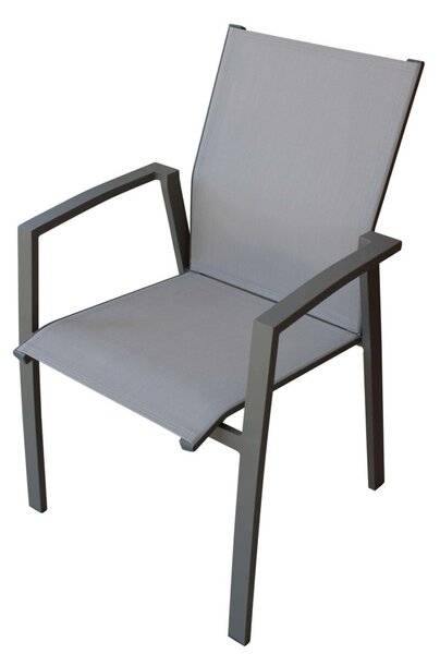 VivaGarden Sedia per Esterni Impilabile in Alluminio/Textilene Dimensioni 57x61x89 cm colore Taupe